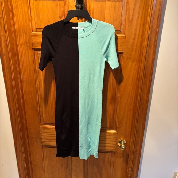 T by Alexander Wang Short Sleeve Dress Black Turquoise Small - Picture 2 of 7